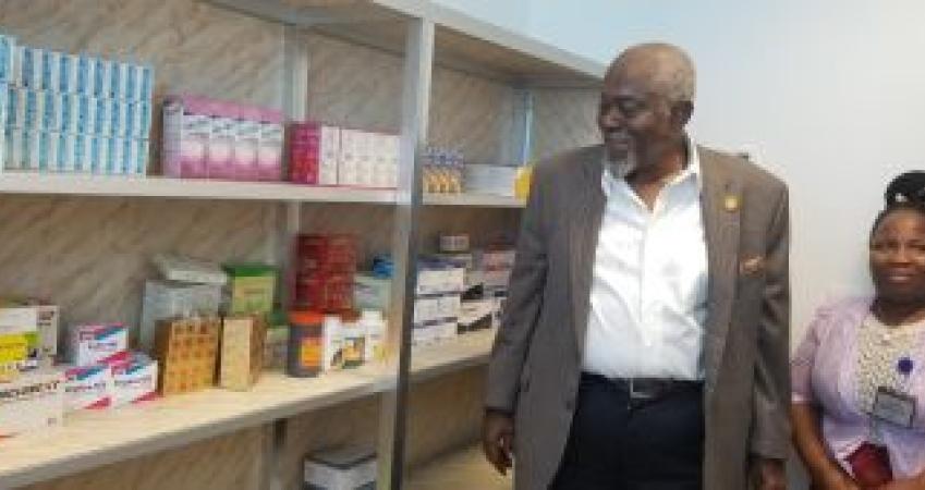 Exe. Gov. Patray inspecting newly opened health office, escorted by nurse Exe. Gov. Patray inspecting newly opened health office, escorted by nurse