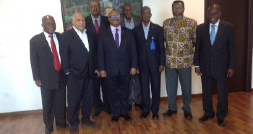 L-R (front row) Ignatius Clay; Elie E. Saleeby; Gov. Weeks; Sumo Kupee; Charles Bright; Raleigh Seekie - Back row, James B. Dennis & Sandei Cooper