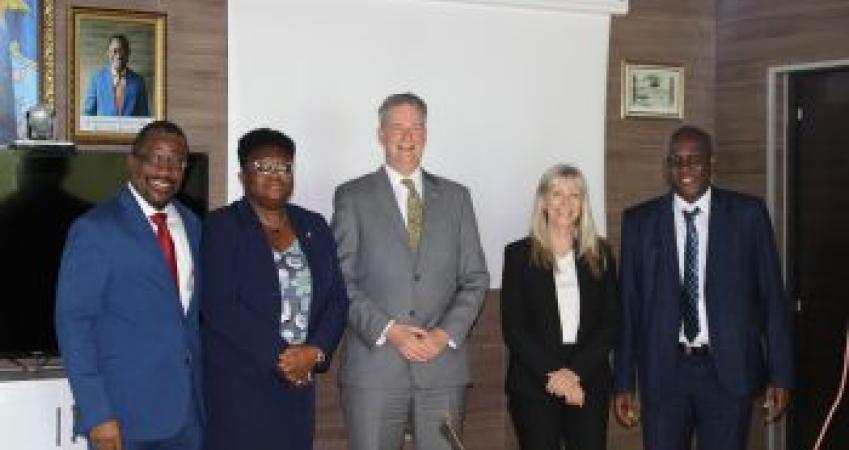 L to R:  EG J. Aloysius Tarlue, Jr, DGO  Nyemadi D. Pearson, US Amb. Michael McCarthy, USAID Director Mrs. Sara Walters, and DGEP Dr. Musa Dukuly